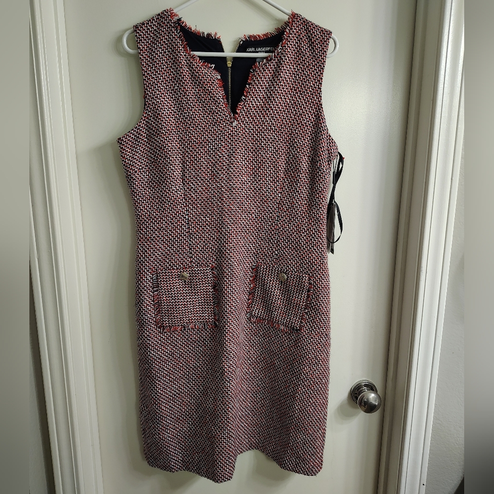 Karl Lagerfeld Chic Tweed Sleeveless Dress